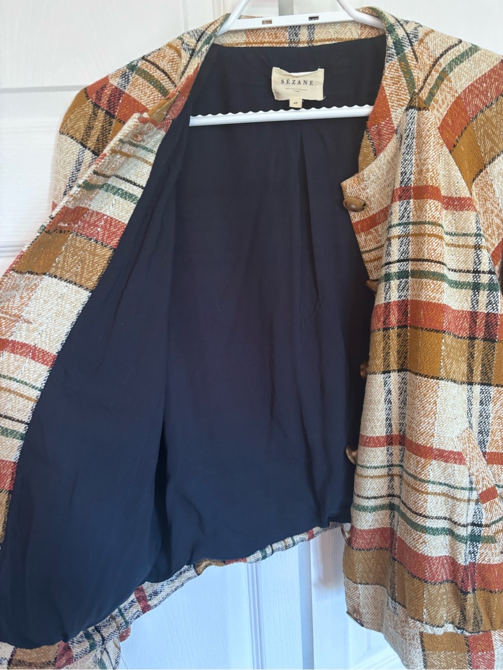 Mike Jacket Linen Cotton Texan Jacquard Plaid Tartan Print - Picture 8 of 8